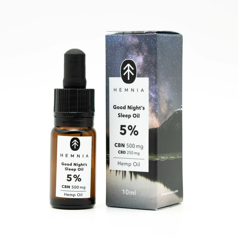 Hemnia Good Night's Sleep Hennepolie 5%, 500 mg CBN, 250 mg CBD, 10 ml
