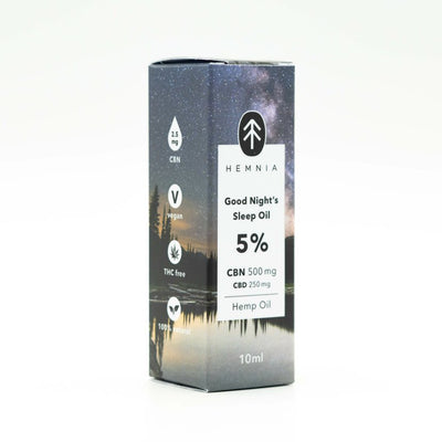 Hemnia Good Night's Sleep Hennepolie 5%, 500 mg CBN, 250 mg CBD, 10 ml