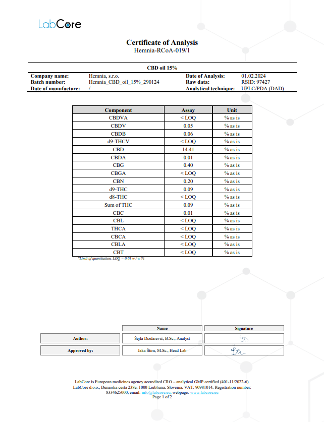 Hemnia Full-Spectrum CBD Hennepolie 15%, 1500 mg, 10 ml