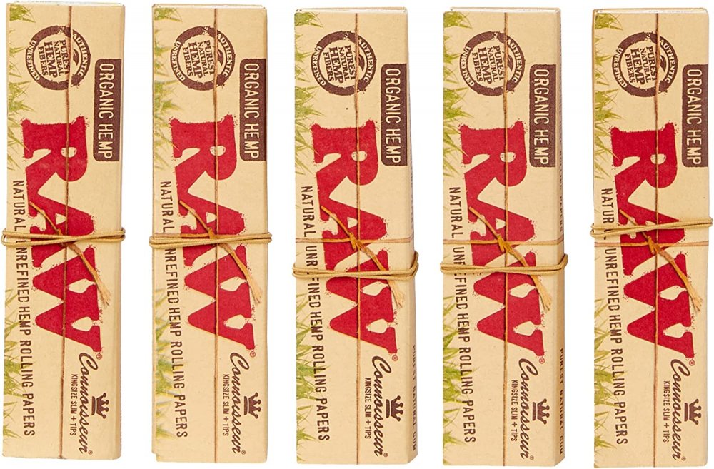RAW Organic Hemp Connoisseur King Size Slim + Tips – 24 pcs.